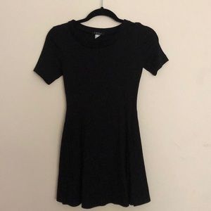 Black ribbed skater dress
